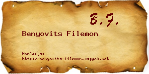 Benyovits Filemon névjegykártya